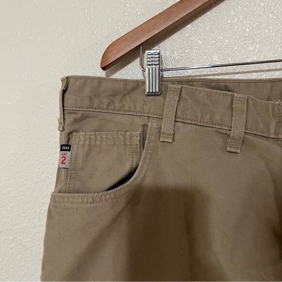 Carhartt FR Flame Resistant Cat 2 khaki original fit work pants 44x32 - Picture 3 of 11